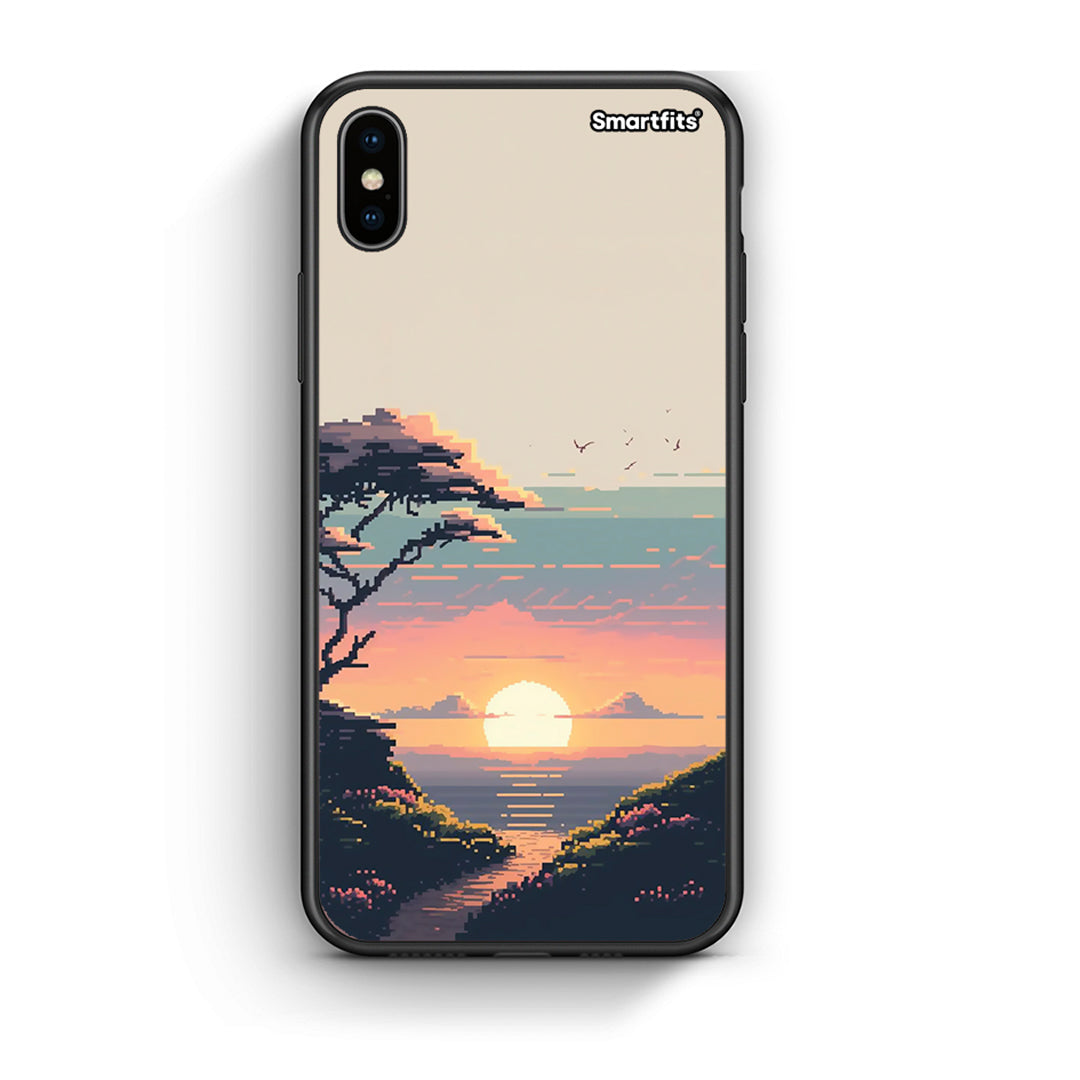 iPhone X / Xs Pixel Sunset Θήκη από τη Smartfits με σχέδιο στο πίσω μέρος και μαύρο περίβλημα | Smartphone case with colorful back and black bezels by Smartfits