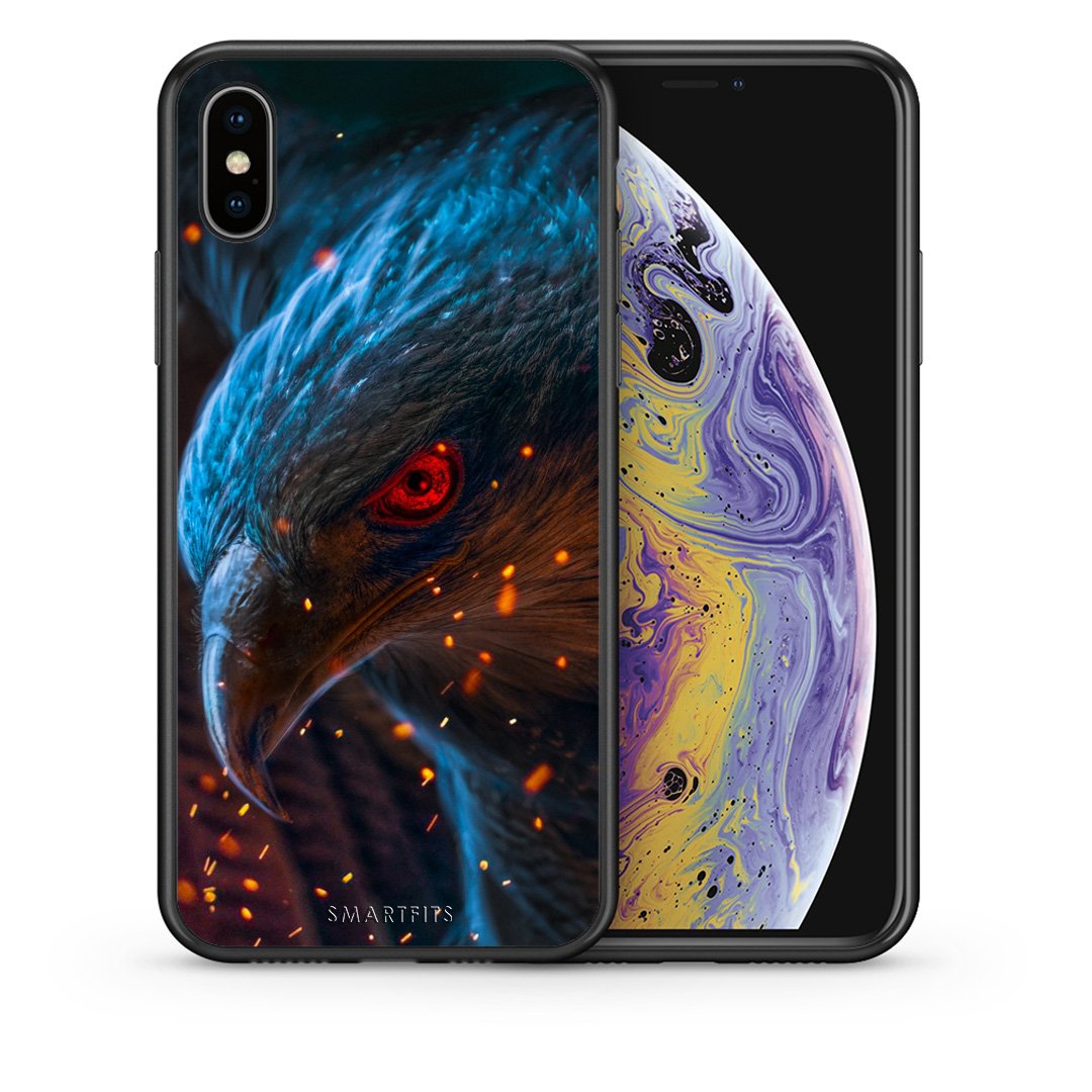Θήκη iPhone X/Xs Eagle PopArt από τη Smartfits με σχέδιο στο πίσω μέρος και μαύρο περίβλημα | iPhone X/Xs Eagle PopArt case with colorful back and black bezels