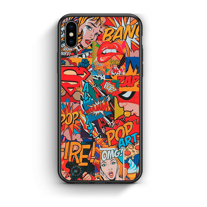 iphone xs max PopArt OMG θήκη από τη Smartfits με σχέδιο στο πίσω μέρος και μαύρο περίβλημα | Smartphone case with colorful back and black bezels by Smartfits
