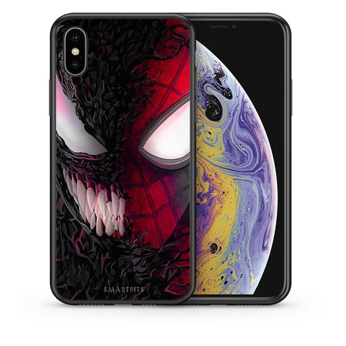 Θήκη iPhone Xs Max SpiderVenom PopArt από τη Smartfits με σχέδιο στο πίσω μέρος και μαύρο περίβλημα | iPhone Xs Max SpiderVenom PopArt case with colorful back and black bezels