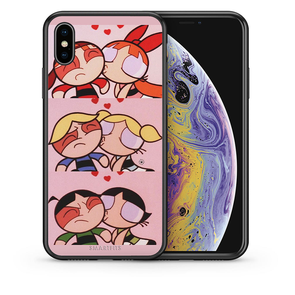 Θήκη Αγίου Βαλεντίνου iPhone Xs Max Puff Love από τη Smartfits με σχέδιο στο πίσω μέρος και μαύρο περίβλημα | iPhone Xs Max Puff Love case with colorful back and black bezels