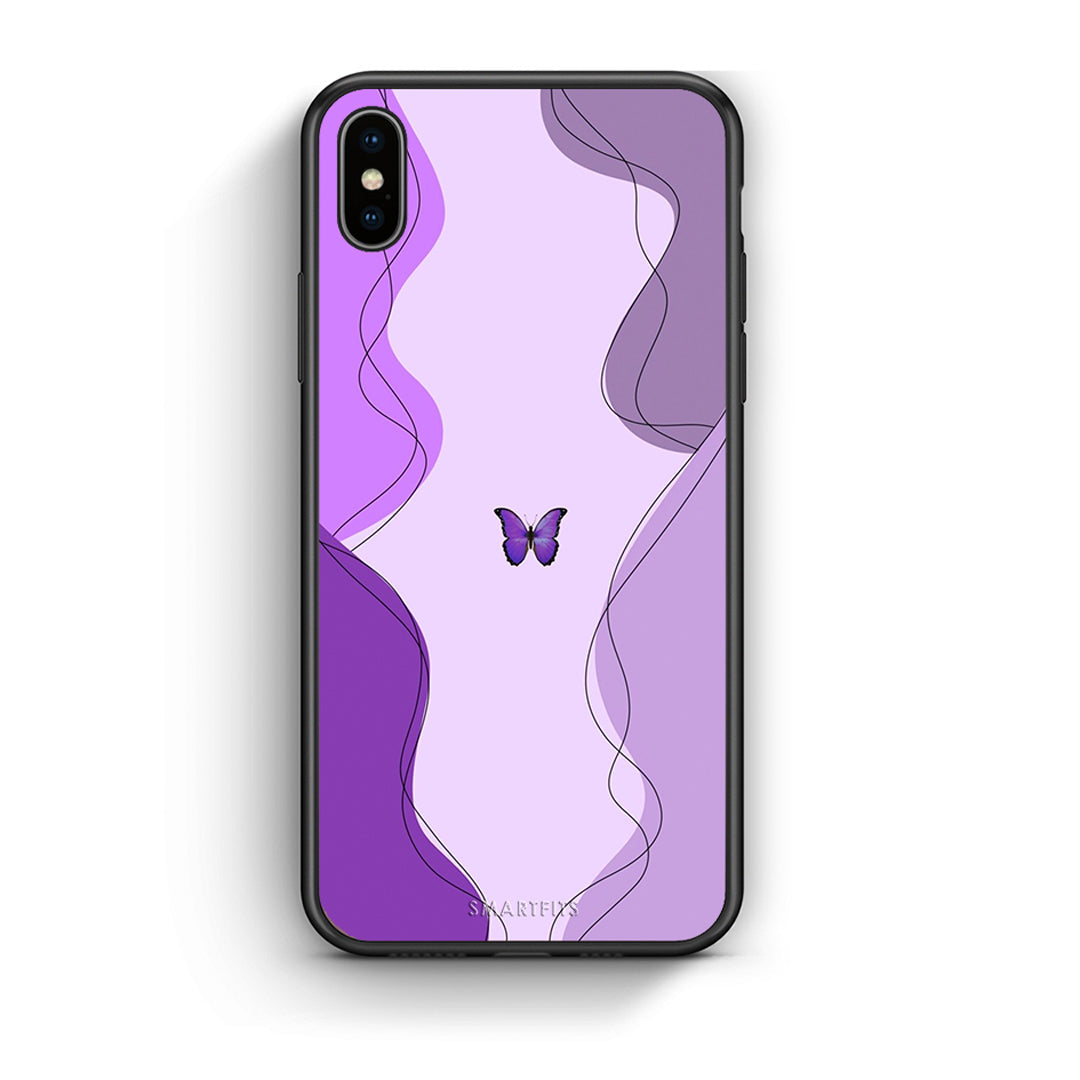 iPhone X / Xs Purple Mariposa Θήκη Αγίου Βαλεντίνου από τη Smartfits με σχέδιο στο πίσω μέρος και μαύρο περίβλημα | Smartphone case with colorful back and black bezels by Smartfits