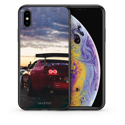 Θήκη iPhone X/Xs Racing Supra από τη Smartfits με σχέδιο στο πίσω μέρος και μαύρο περίβλημα | iPhone X/Xs Racing Supra case with colorful back and black bezels