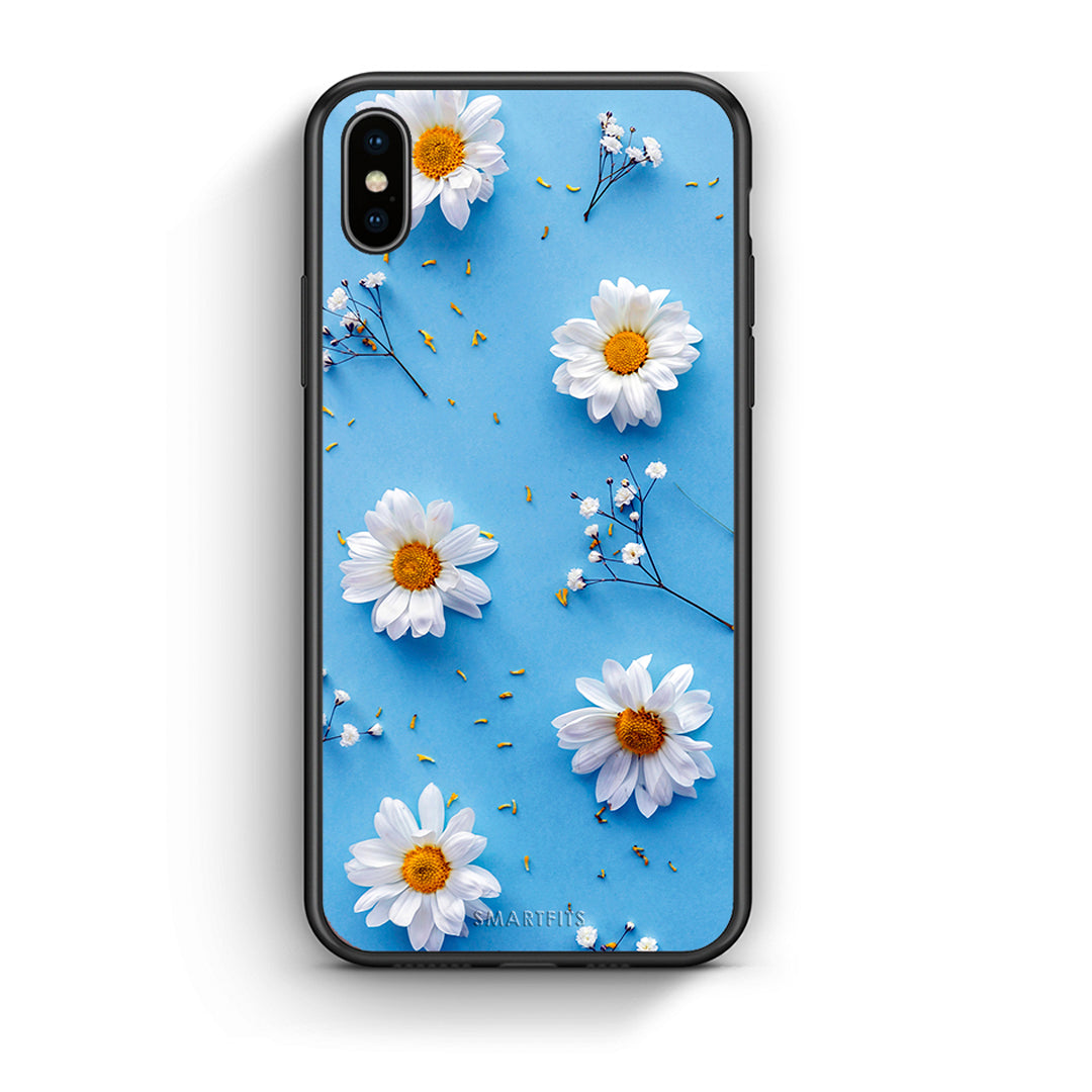 iPhone X/Xs Real Daisies θήκη από τη Smartfits με σχέδιο στο πίσω μέρος και μαύρο περίβλημα | Smartphone case with colorful back and black bezels by Smartfits