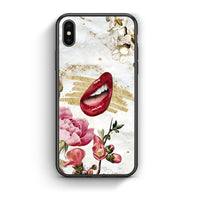Thumbnail for iPhone X/Xs Red Lips θήκη από τη Smartfits με σχέδιο στο πίσω μέρος και μαύρο περίβλημα | Smartphone case with colorful back and black bezels by Smartfits