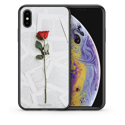 Θήκη iPhone Xs Max Red Rose από τη Smartfits με σχέδιο στο πίσω μέρος και μαύρο περίβλημα | iPhone Xs Max Red Rose case with colorful back and black bezels