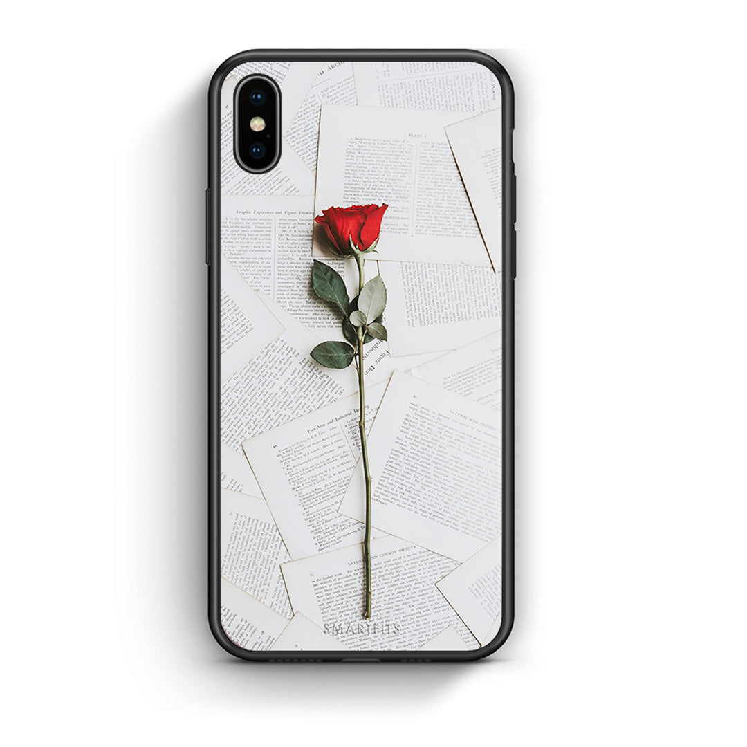iphone xs max Red Rose θήκη από τη Smartfits με σχέδιο στο πίσω μέρος και μαύρο περίβλημα | Smartphone case with colorful back and black bezels by Smartfits