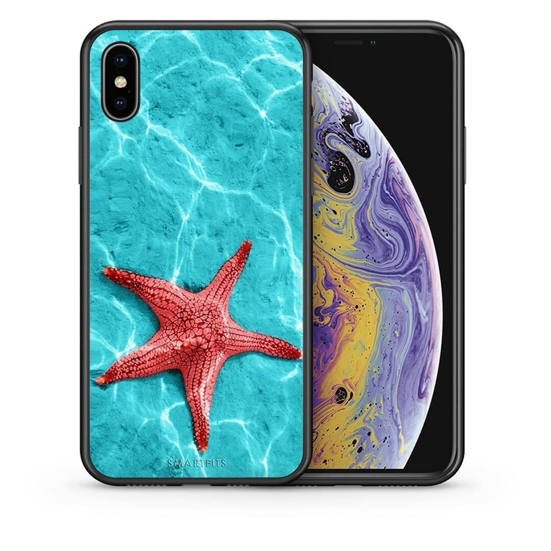 Θήκη iPhone Xs Max Red Starfish από τη Smartfits με σχέδιο στο πίσω μέρος και μαύρο περίβλημα | iPhone Xs Max Red Starfish case with colorful back and black bezels