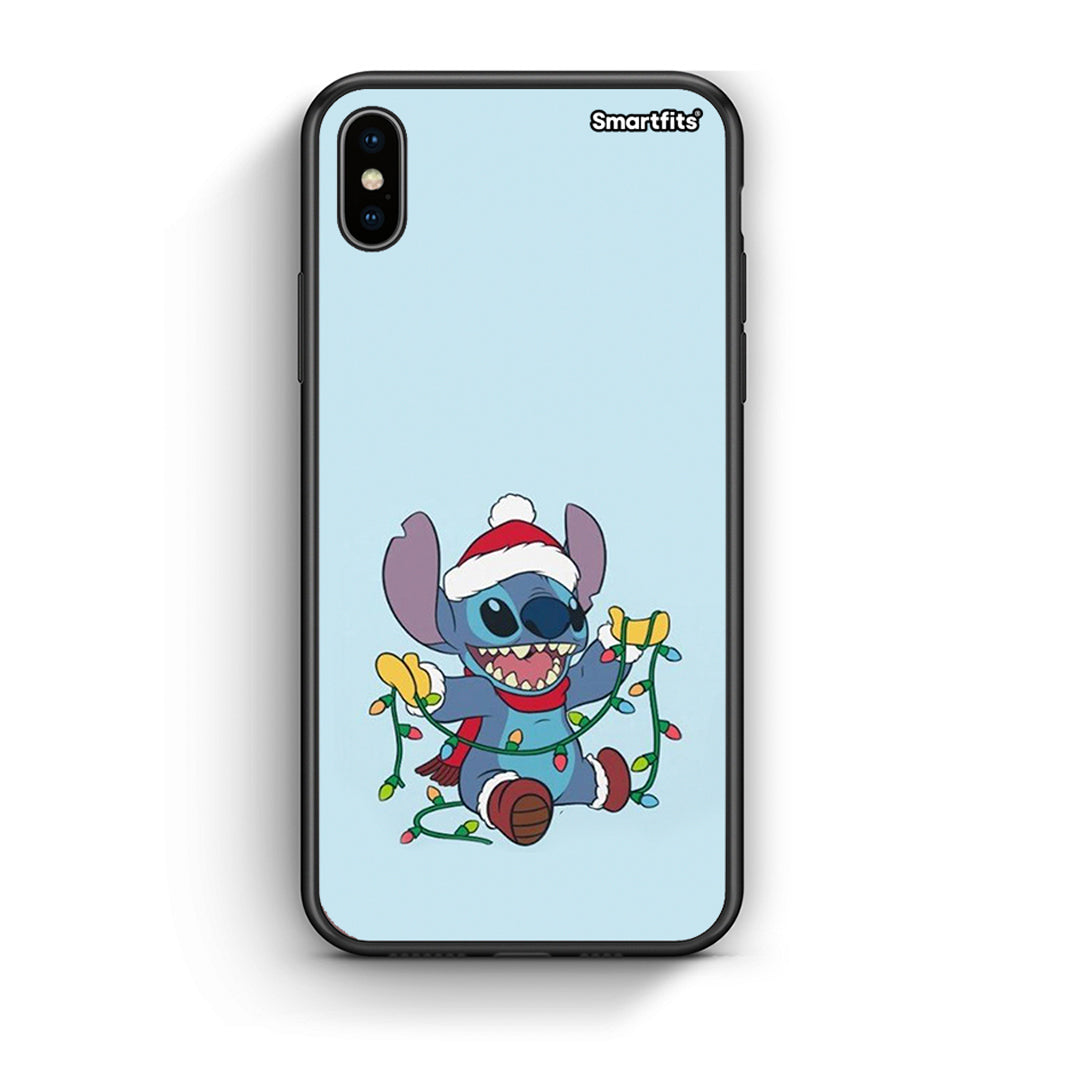 iPhone X/Xs Santa Stich θήκη από τη Smartfits με σχέδιο στο πίσω μέρος και μαύρο περίβλημα | Smartphone case with colorful back and black bezels by Smartfits