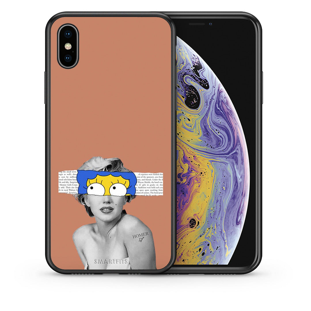 Θήκη iPhone X/Xs Sim Merilyn από τη Smartfits με σχέδιο στο πίσω μέρος και μαύρο περίβλημα | iPhone X/Xs Sim Merilyn case with colorful back and black bezels