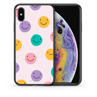 Thumbnail for Θήκη iPhone X/Xs Smiley Faces από τη Smartfits με σχέδιο στο πίσω μέρος και μαύρο περίβλημα | iPhone X/Xs Smiley Faces case with colorful back and black bezels
