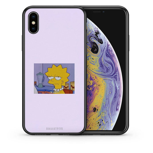 Θήκη iPhone Xs Max So Happy από τη Smartfits με σχέδιο στο πίσω μέρος και μαύρο περίβλημα | iPhone Xs Max So Happy case with colorful back and black bezels