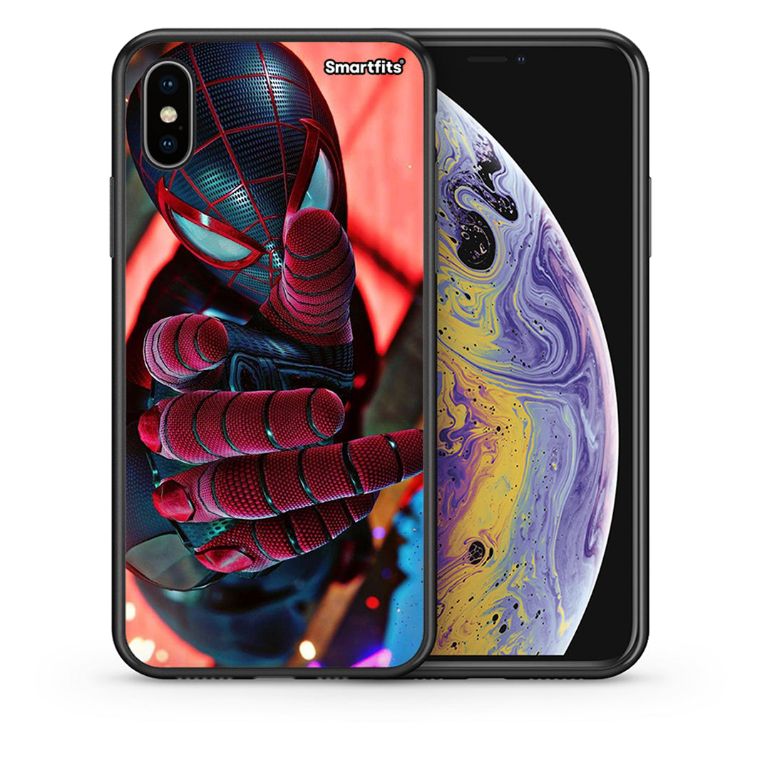 Θήκη iPhone X / Xs Spider Hand από τη Smartfits με σχέδιο στο πίσω μέρος και μαύρο περίβλημα | iPhone X / Xs Spider Hand case with colorful back and black bezels