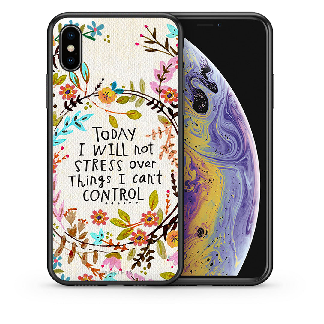 Θήκη iPhone X/Xs Stress Over από τη Smartfits με σχέδιο στο πίσω μέρος και μαύρο περίβλημα | iPhone X/Xs Stress Over case with colorful back and black bezels