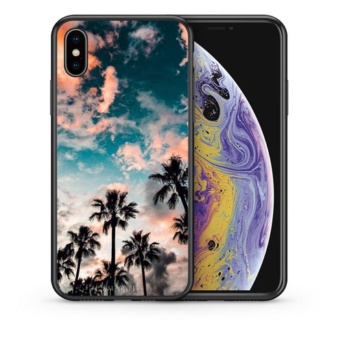 Θήκη iPhone X/Xs Sky Summer από τη Smartfits με σχέδιο στο πίσω μέρος και μαύρο περίβλημα | iPhone X/Xs Sky Summer case with colorful back and black bezels