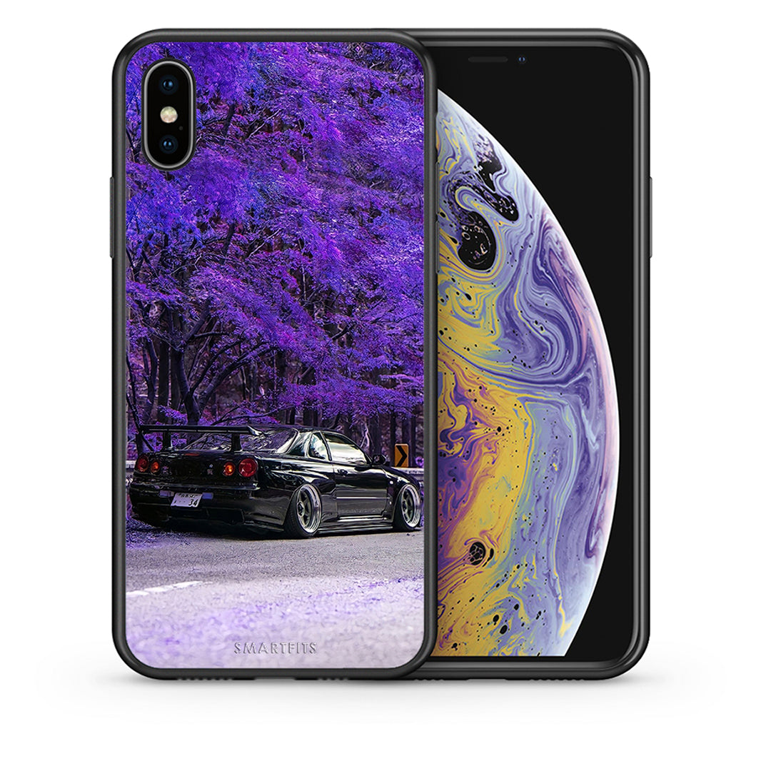 Θήκη Αγίου Βαλεντίνου iPhone X / Xs Super Car από τη Smartfits με σχέδιο στο πίσω μέρος και μαύρο περίβλημα | iPhone X / Xs Super Car case with colorful back and black bezels