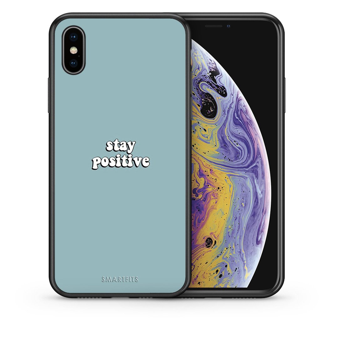 Θήκη iPhone X/Xs Positive Text από τη Smartfits με σχέδιο στο πίσω μέρος και μαύρο περίβλημα | iPhone X/Xs Positive Text case with colorful back and black bezels
