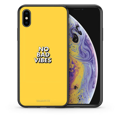 Θήκη iPhone Xs Max Vibes Text από τη Smartfits με σχέδιο στο πίσω μέρος και μαύρο περίβλημα | iPhone Xs Max Vibes Text case with colorful back and black bezels