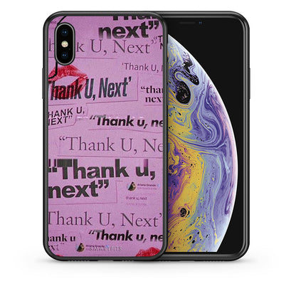 Θήκη Αγίου Βαλεντίνου iPhone X / Xs Thank You Next από τη Smartfits με σχέδιο στο πίσω μέρος και μαύρο περίβλημα | iPhone X / Xs Thank You Next case with colorful back and black bezels