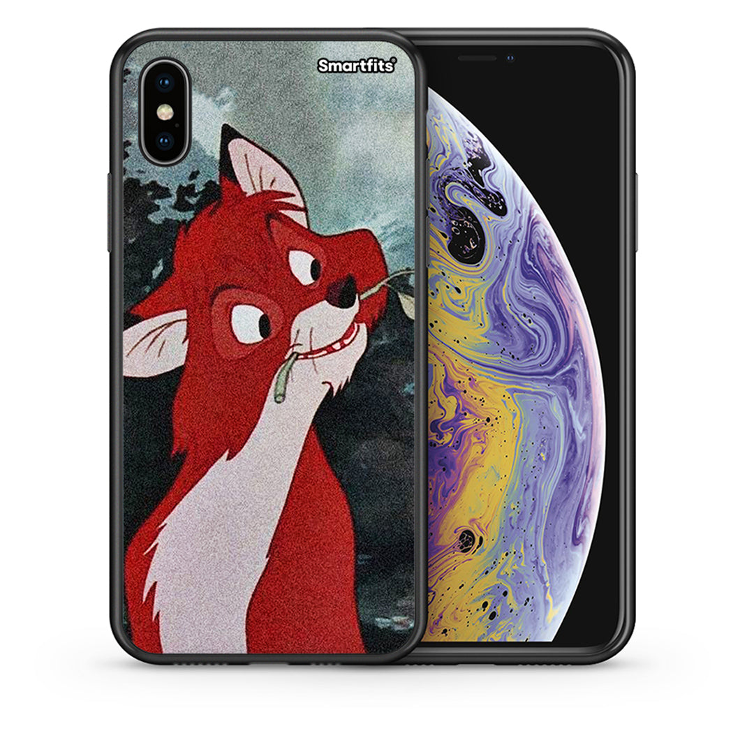 Θήκη iPhone X/Xs Tod And Vixey Love 1 από τη Smartfits με σχέδιο στο πίσω μέρος και μαύρο περίβλημα | iPhone X/Xs Tod And Vixey Love 1 case with colorful back and black bezels