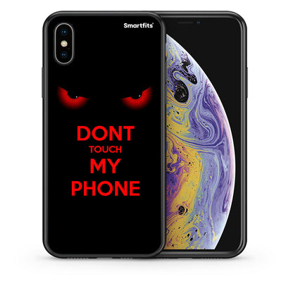Θήκη iPhone X / Xs Touch My Phone από τη Smartfits με σχέδιο στο πίσω μέρος και μαύρο περίβλημα | iPhone X / Xs Touch My Phone case with colorful back and black bezels