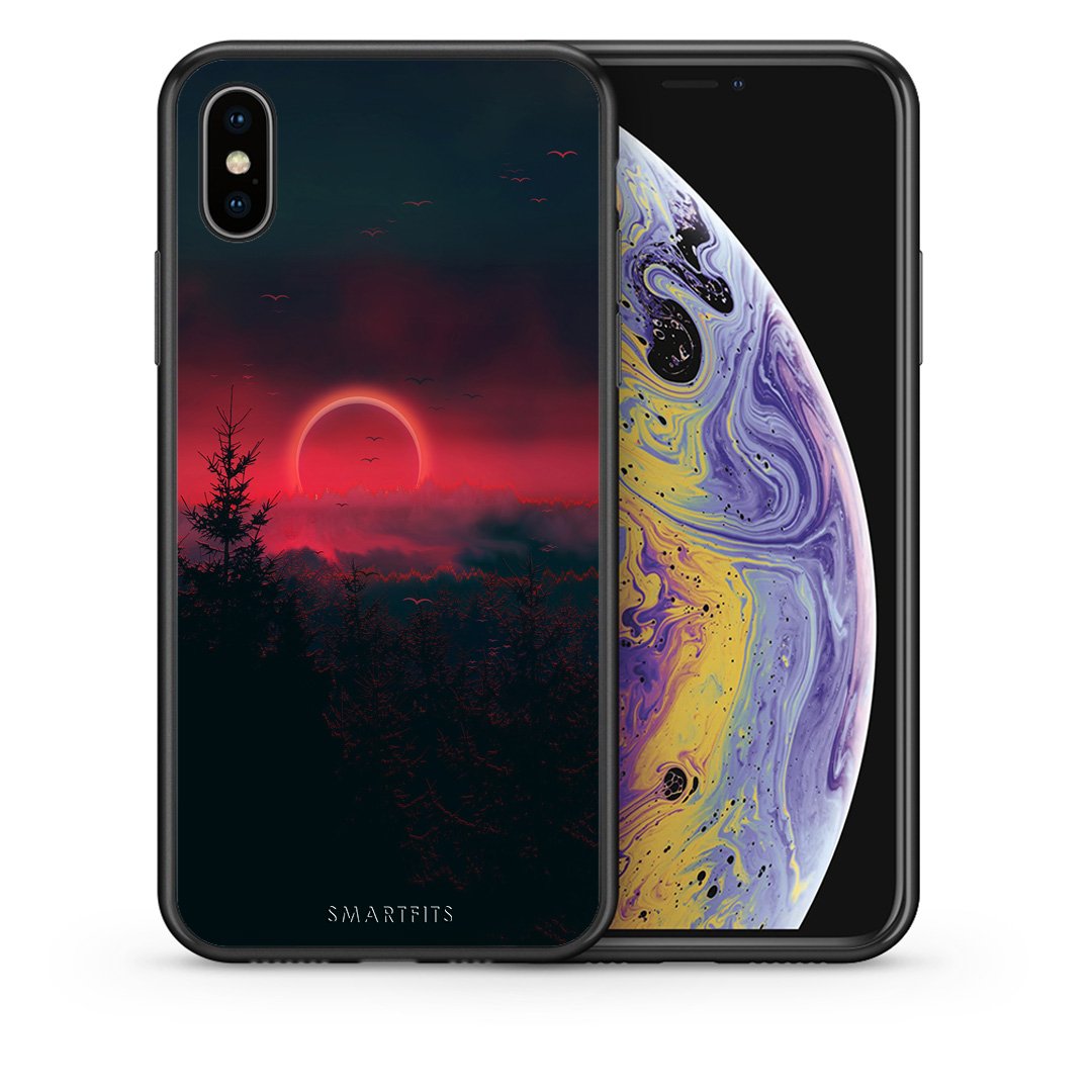 Θήκη iPhone X/Xs Sunset Tropic από τη Smartfits με σχέδιο στο πίσω μέρος και μαύρο περίβλημα | iPhone X/Xs Sunset Tropic case with colorful back and black bezels