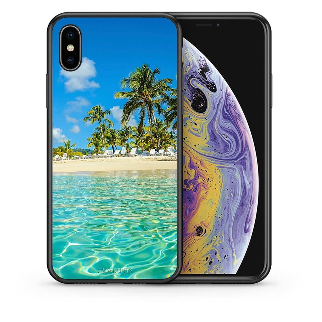 Θήκη iPhone X / Xs Tropical Vibes από τη Smartfits με σχέδιο στο πίσω μέρος και μαύρο περίβλημα | iPhone X / Xs Tropical Vibes case with colorful back and black bezels