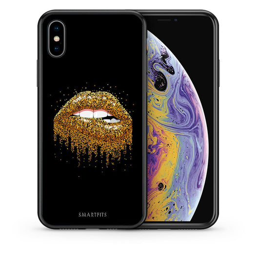 Θήκη iPhone X/Xs Golden Valentine από τη Smartfits με σχέδιο στο πίσω μέρος και μαύρο περίβλημα | iPhone X/Xs Golden Valentine case with colorful back and black bezels
