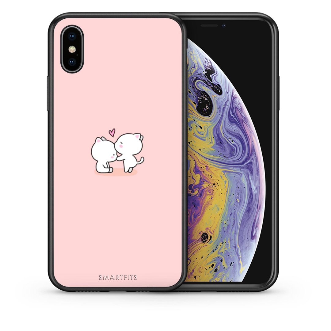 Θήκη iPhone X/Xs Love Valentine από τη Smartfits με σχέδιο στο πίσω μέρος και μαύρο περίβλημα | iPhone X/Xs Love Valentine case with colorful back and black bezels