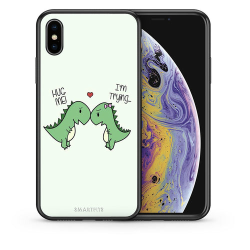 Θήκη iPhone X/Xs Rex Valentine από τη Smartfits με σχέδιο στο πίσω μέρος και μαύρο περίβλημα | iPhone X/Xs Rex Valentine case with colorful back and black bezels