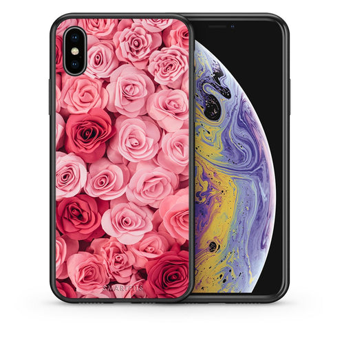 Θήκη iPhone X/Xs RoseGarden Valentine από τη Smartfits με σχέδιο στο πίσω μέρος και μαύρο περίβλημα | iPhone X/Xs RoseGarden Valentine case with colorful back and black bezels