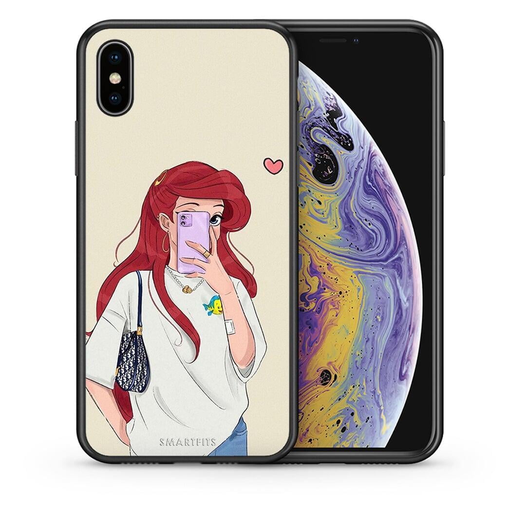 Θήκη iPhone X / Xs Walking Mermaid από τη Smartfits με σχέδιο στο πίσω μέρος και μαύρο περίβλημα | iPhone X / Xs Walking Mermaid case with colorful back and black bezels