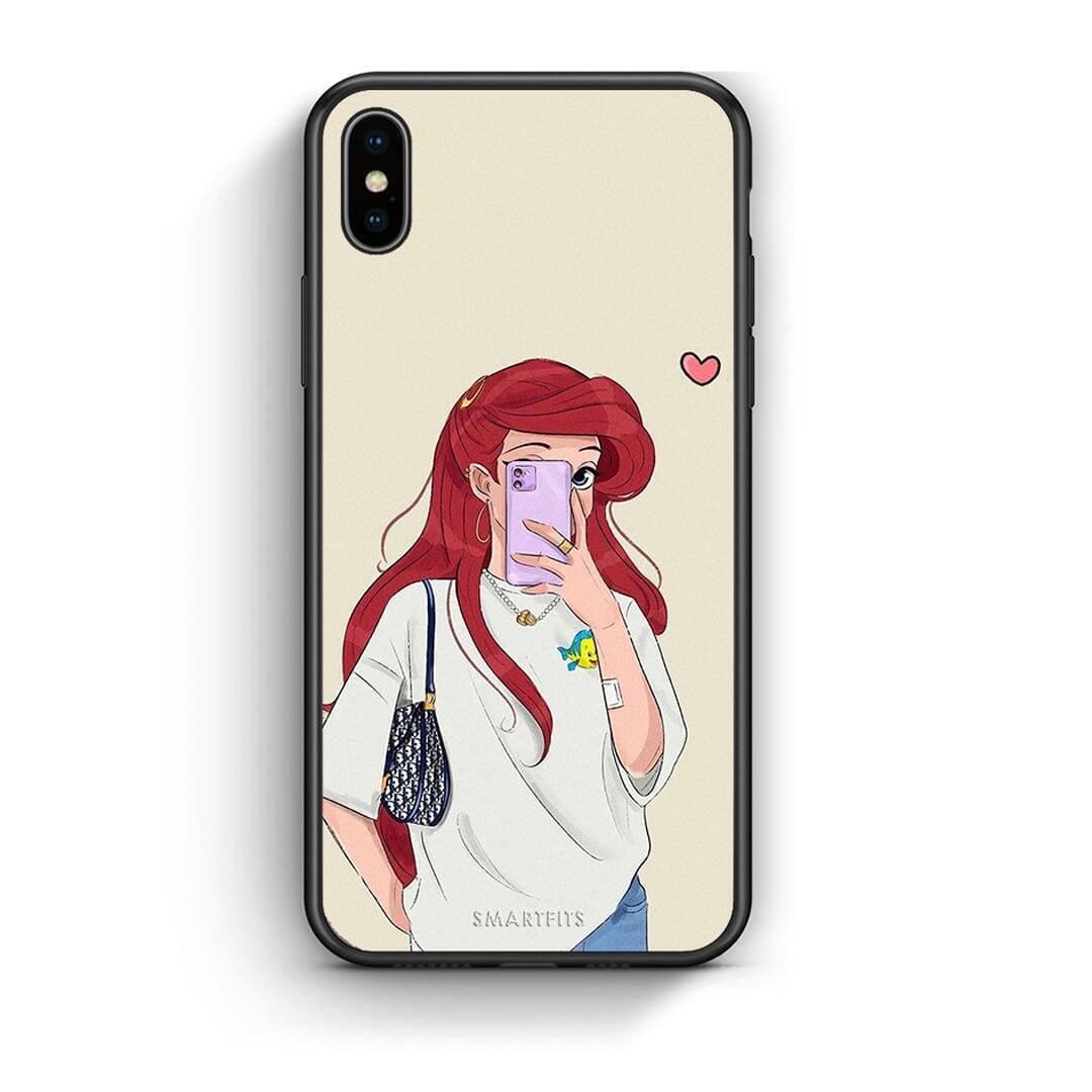 iPhone X / Xs Walking Mermaid Θήκη από τη Smartfits με σχέδιο στο πίσω μέρος και μαύρο περίβλημα | Smartphone case with colorful back and black bezels by Smartfits