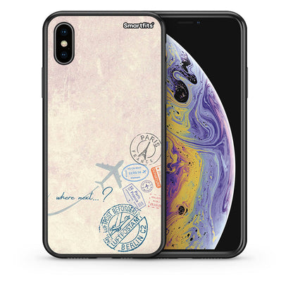Θήκη iPhone Xs Max Where Next από τη Smartfits με σχέδιο στο πίσω μέρος και μαύρο περίβλημα | iPhone Xs Max Where Next case with colorful back and black bezels