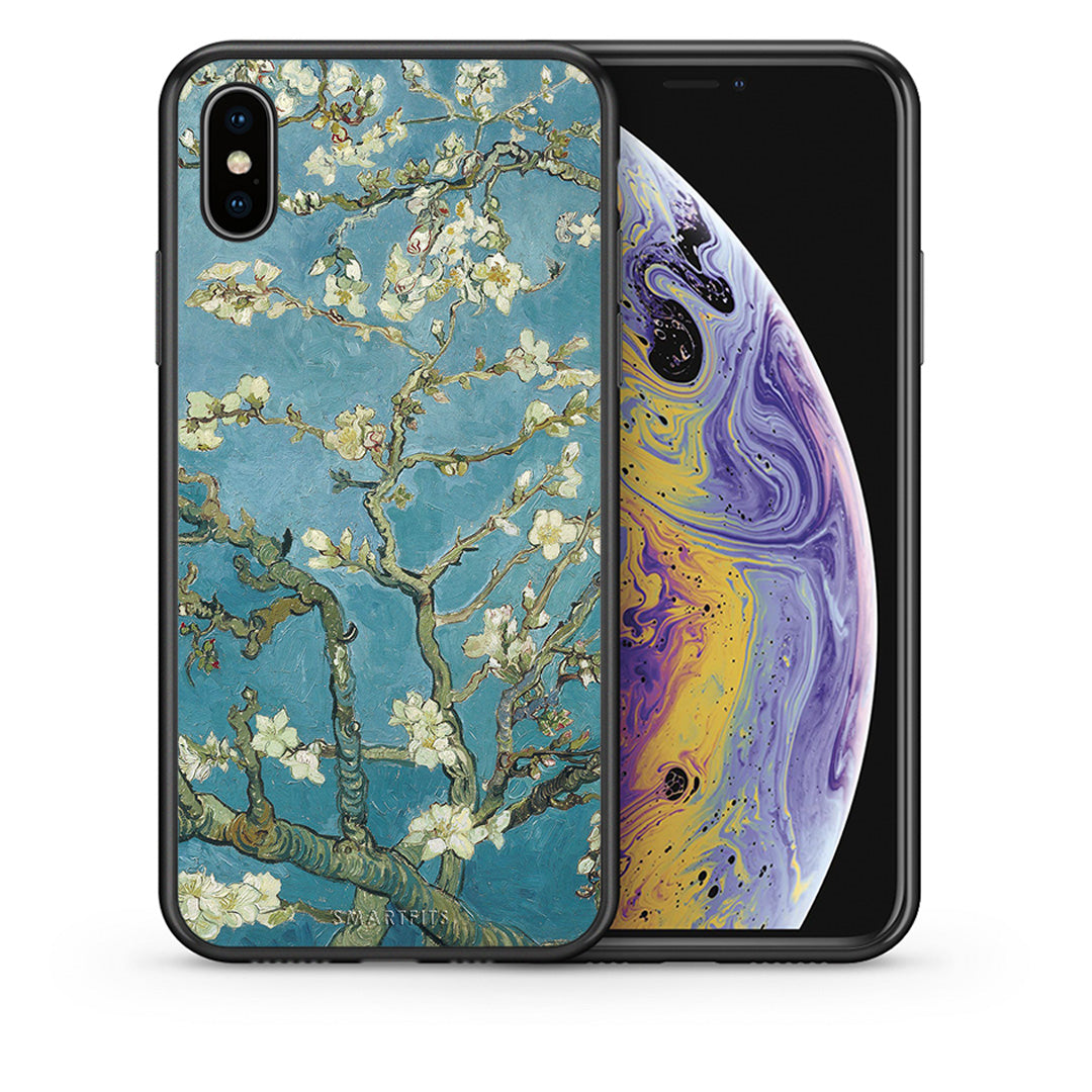 Θήκη iPhone Xs Max White Blossoms από τη Smartfits με σχέδιο στο πίσω μέρος και μαύρο περίβλημα | iPhone Xs Max White Blossoms case with colorful back and black bezels
