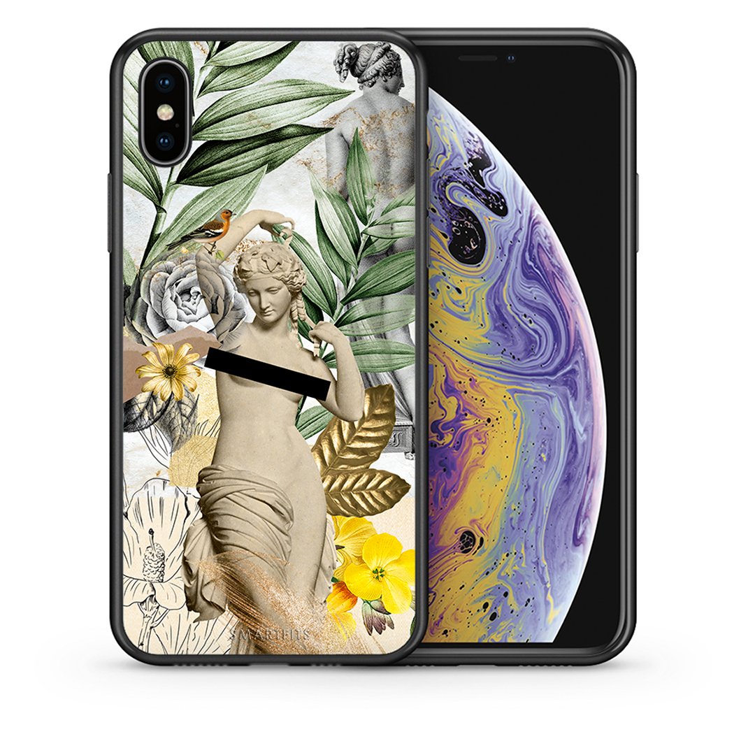 Θήκη iPhone Xs Max Woman Statue από τη Smartfits με σχέδιο στο πίσω μέρος και μαύρο περίβλημα | iPhone Xs Max Woman Statue case with colorful back and black bezels