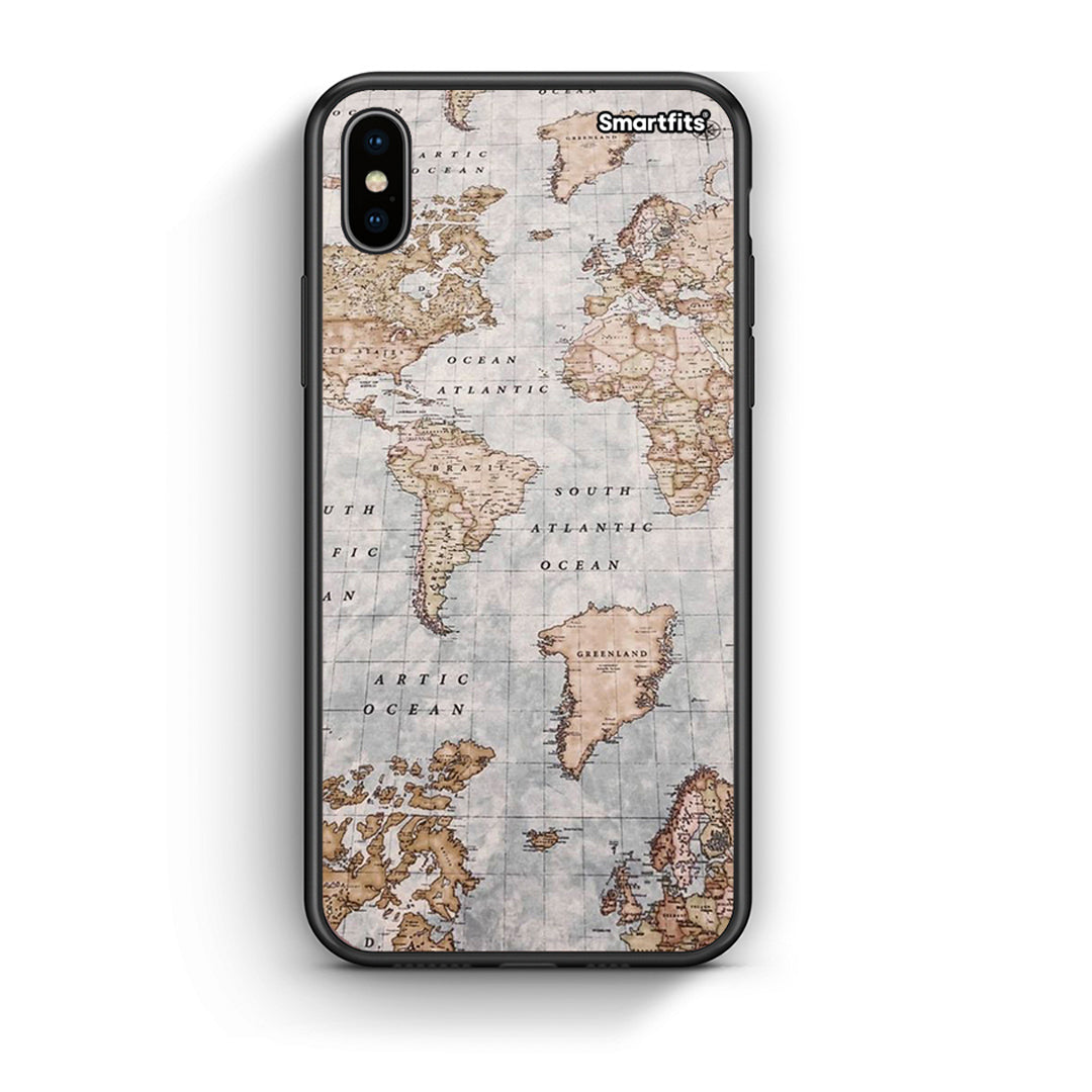 iPhone X / Xs World Map Θήκη από τη Smartfits με σχέδιο στο πίσω μέρος και μαύρο περίβλημα | Smartphone case with colorful back and black bezels by Smartfits