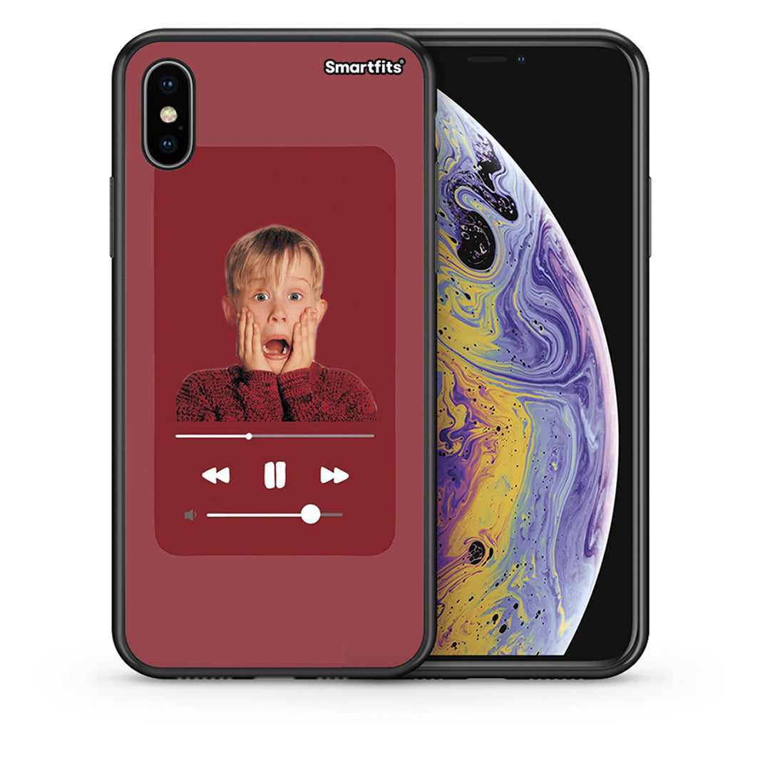 Θήκη iPhone X/Xs Xmas Alone Music από τη Smartfits με σχέδιο στο πίσω μέρος και μαύρο περίβλημα | iPhone X/Xs Xmas Alone Music case with colorful back and black bezels