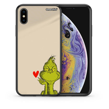 Θήκη iPhone Xs Max Xmas Grinch από τη Smartfits με σχέδιο στο πίσω μέρος και μαύρο περίβλημα | iPhone Xs Max Xmas Grinch case with colorful back and black bezels