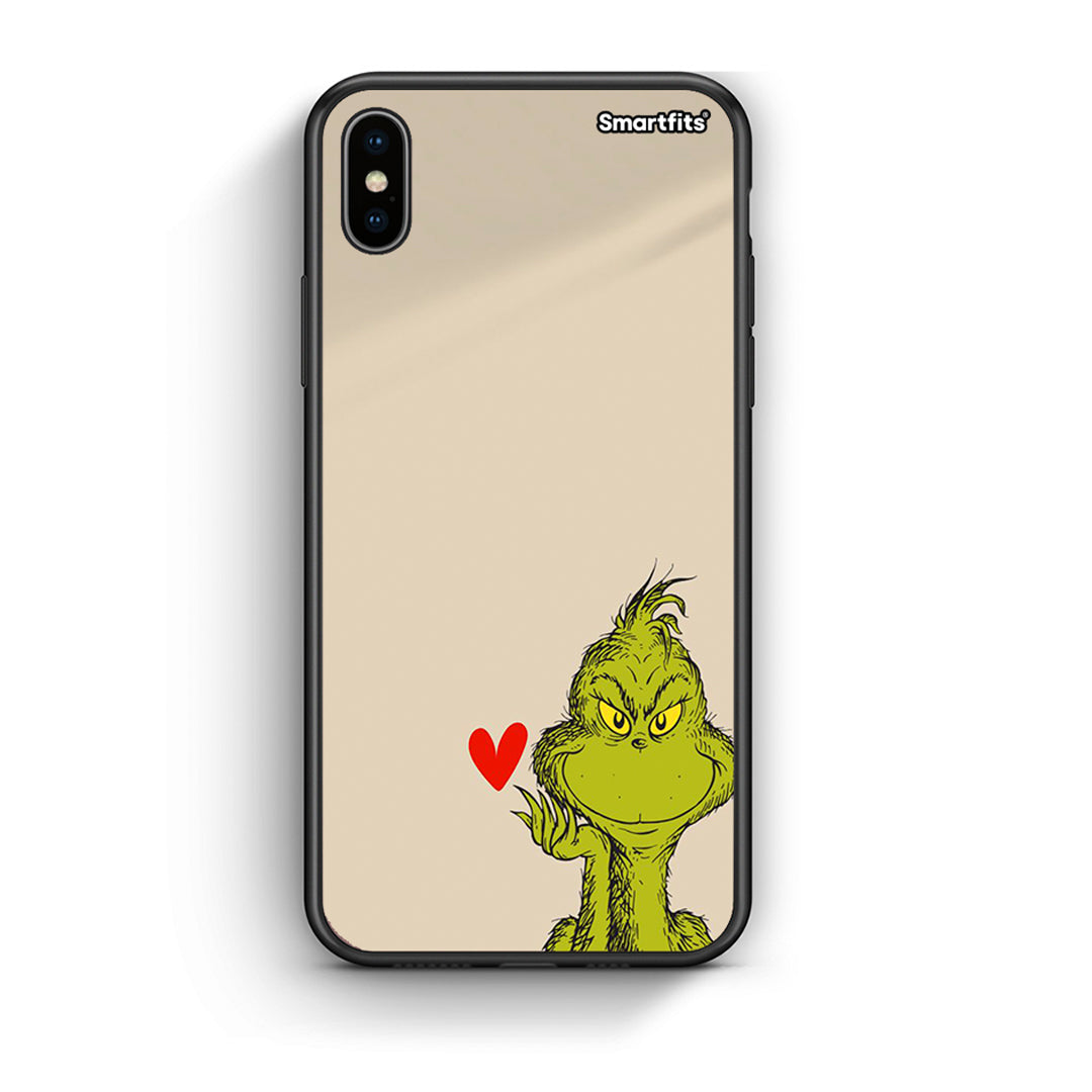 iPhone X/Xs Xmas Grinch θήκη από τη Smartfits με σχέδιο στο πίσω μέρος και μαύρο περίβλημα | Smartphone case with colorful back and black bezels by Smartfits