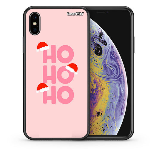 Θήκη iPhone Xs Max Xmas Ho Ho Ho από τη Smartfits με σχέδιο στο πίσω μέρος και μαύρο περίβλημα | iPhone Xs Max Xmas Ho Ho Ho case with colorful back and black bezels