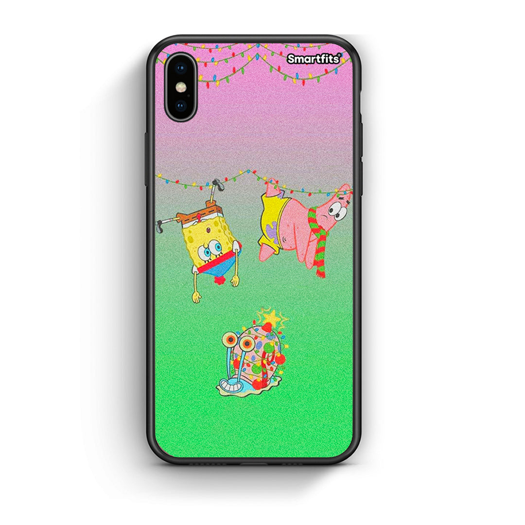 iphone xs max Xmas Lights θήκη από τη Smartfits με σχέδιο στο πίσω μέρος και μαύρο περίβλημα | Smartphone case with colorful back and black bezels by Smartfits