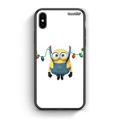 iphone xs max Xmas Minion Lights θήκη από τη Smartfits με σχέδιο στο πίσω μέρος και μαύρο περίβλημα | Smartphone case with colorful back and black bezels by Smartfits