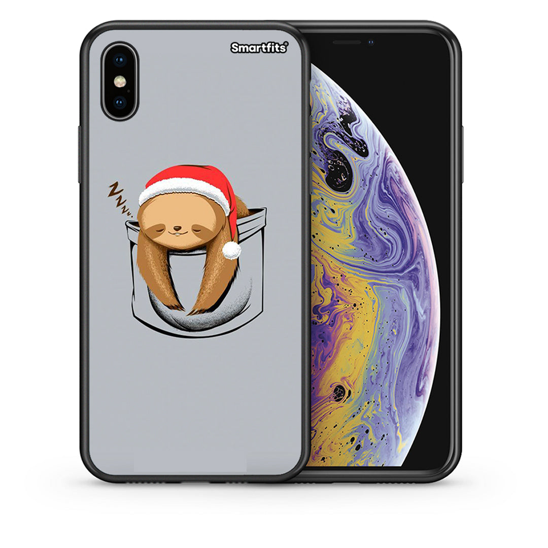 Θήκη iPhone X/Xs Xmas Zzzz από τη Smartfits με σχέδιο στο πίσω μέρος και μαύρο περίβλημα | iPhone X/Xs Xmas Zzzz case with colorful back and black bezels