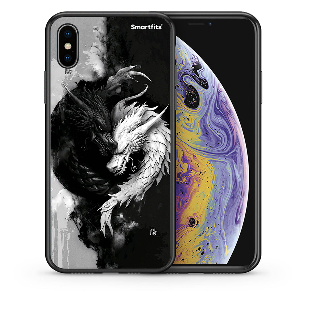 Θήκη iPhone X / Xs Yin Yang από τη Smartfits με σχέδιο στο πίσω μέρος και μαύρο περίβλημα | iPhone X / Xs Yin Yang case with colorful back and black bezels